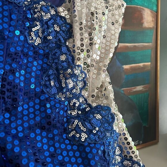 Night Moves Strapless Royal Blue Sequin Dress 9/10 - Picture 8 of 16